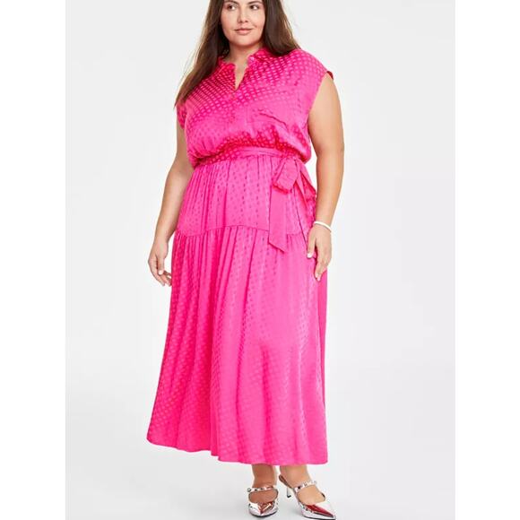 On 34th Trendy Button-Front Tie-Waist Maxi Dress Flattering Look That Flows L - Picture 1 of 10
